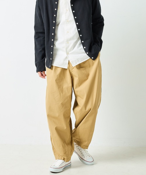 OMNES（オムネス）の「メンズ　ウォッシュ加工　ダンプサーカスパンツ（その他パンツ・メンズ・ブラック/ベージュ/ワンウォッシュ/グリーン系その他/アイボリー/ライトグレー/チェック/桜/カーキ/グリーン系その他2/ネイビー/ブラック系その他/ベージュ系その他/キナリ/ホワイト系その他/インディゴブルー・LARGE/MEDIUM）」の9枚目の写真