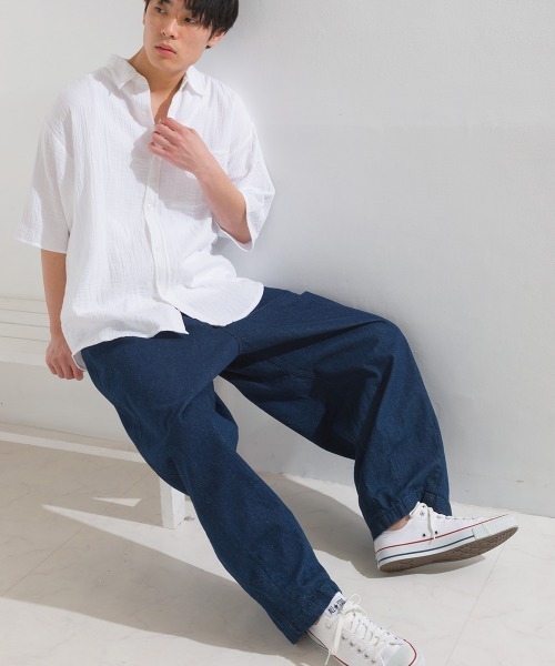 OMNES（オムネス）の「メンズ　ウォッシュ加工　ダンプサーカスパンツ（その他パンツ・メンズ・ブラック/ベージュ/ワンウォッシュ/グリーン系その他/アイボリー/ライトグレー/チェック/桜/カーキ/グリーン系その他2/ネイビー/ブラック系その他/ベージュ系その他/キナリ/ホワイト系その他/インディゴブルー・LARGE/MEDIUM）」の13枚目の写真