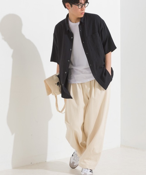 OMNES（オムネス）の「メンズ　ウォッシュ加工　ダンプサーカスパンツ（その他パンツ・メンズ・ブラック/ベージュ/ワンウォッシュ/グリーン系その他/アイボリー/ライトグレー/チェック/桜/カーキ/グリーン系その他2/ネイビー/ブラック系その他/ベージュ系その他/キナリ/ホワイト系その他/インディゴブルー・LARGE/MEDIUM）」の4枚目の写真