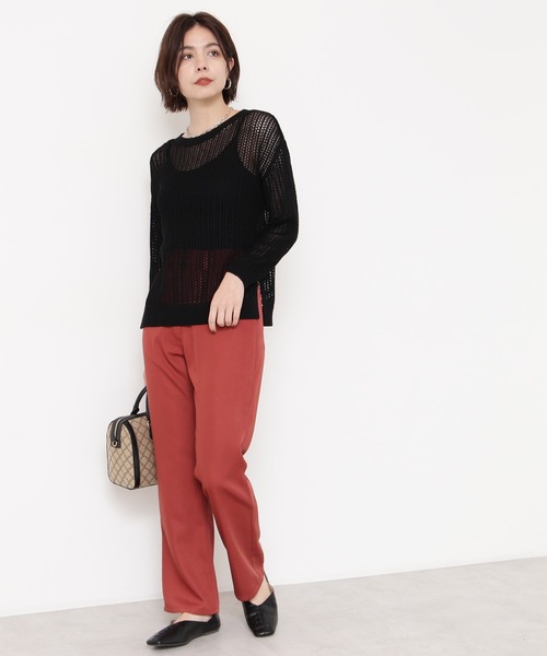 N.（N. Natural Beauty Basic）（エヌエヌナチュラルビューティーベーシック）の「◆メッシュ長袖ニット（ニット/セーター・レディース・ブラック/クリーム・MEDIUM）」の3枚目の写真