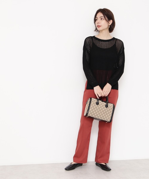 N.（N. Natural Beauty Basic）（エヌエヌナチュラルビューティーベーシック）の「◆メッシュ長袖ニット（ニット/セーター・レディース・ブラック/クリーム・MEDIUM）」の4枚目の写真