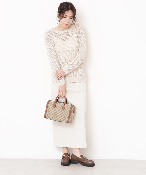 N.（N. Natural Beauty Basic）（エヌエヌナチュラルビューティーベーシック）の「◆メッシュ長袖ニット（ニット/セーター・レディース・ブラック/クリーム・MEDIUM）」の5枚目の写真