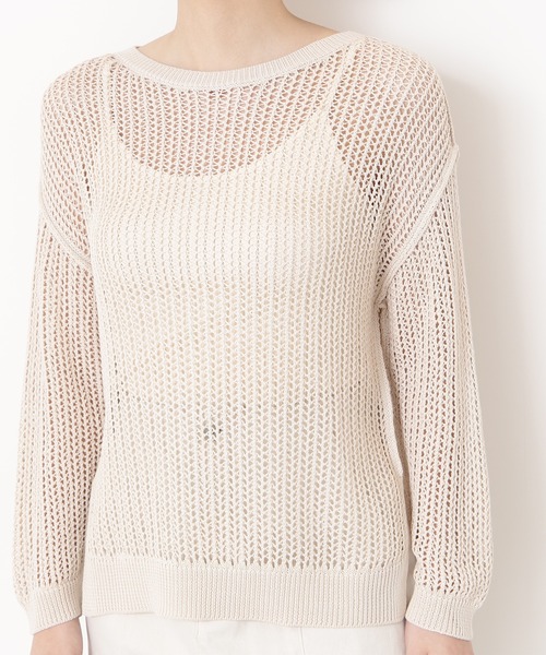 N.（N. Natural Beauty Basic）（エヌエヌナチュラルビューティーベーシック）の「◆メッシュ長袖ニット（ニット/セーター・レディース・ブラック/クリーム・MEDIUM）」の10枚目の写真