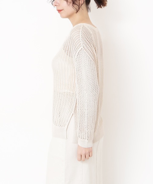 N.（N. Natural Beauty Basic）（エヌエヌナチュラルビューティーベーシック）の「◆メッシュ長袖ニット（ニット/セーター・レディース・ブラック/クリーム・MEDIUM）」の8枚目の写真