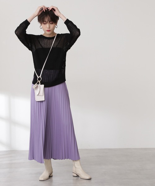 N.（N. Natural Beauty Basic）（エヌエヌナチュラルビューティーベーシック）の「◆メッシュ長袖ニット（ニット/セーター・レディース・ブラック/クリーム・MEDIUM）」の15枚目の写真