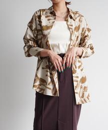 EMMEL REFINES | <EMMEL REFINES(エメル リファインズ)>EM 袖タック プリント シャツ -ウォッシャブル-(シャツ/ブラウス)