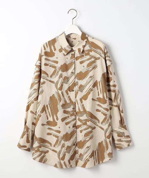 EMMEL REFINES（エメルリファインズ）の「＜EMMEL REFINES（エメル リファインズ）＞EM 袖タック プリント シャツ（シャツ/ブラウス・レディース・ブラック/ベージュ・FREE）」の6枚目の写真