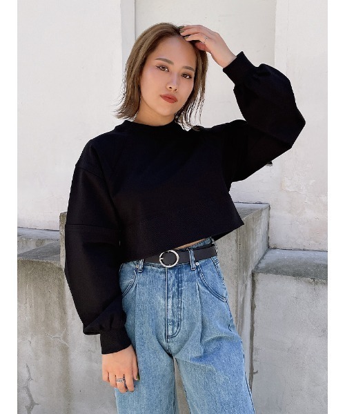 ENVYM（アンビー）の「切替ショートＰＯ（スウェット・レディース・ホワイト/ブラック・FREE）」の2枚目の写真