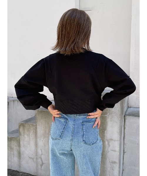 ENVYM（アンビー）の「切替ショートＰＯ（スウェット・レディース・ホワイト/ブラック・FREE）」の5枚目の写真