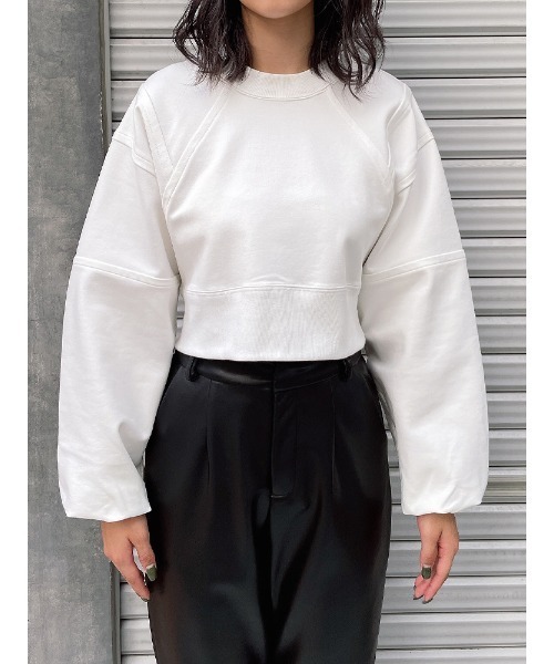 ENVYM（アンビー）の「切替ショートＰＯ（スウェット・レディース・ホワイト/ブラック・FREE）」の7枚目の写真