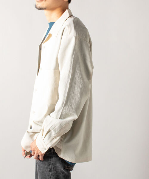 GLOSTER（グロスター）の「【GLOSTER/グロスター】EVALET QUICK DRY OPEN SHIRT オープンカラーシャツ ロングスリーブ（シャツ/ブラウス・メンズ・ブラック/ダークブラウン/アイボリー/ベージュ系その他・MEDIUM/LARGE）」の7枚目の写真