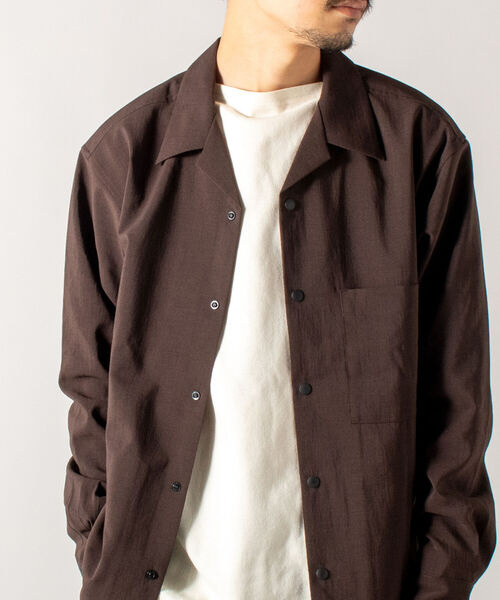 GLOSTER（グロスター）の「【GLOSTER/グロスター】EVALET QUICK DRY OPEN SHIRT オープンカラーシャツ ロングスリーブ（シャツ/ブラウス・メンズ・ブラック/ダークブラウン/アイボリー/ベージュ系その他・MEDIUM/LARGE）」の9枚目の写真
