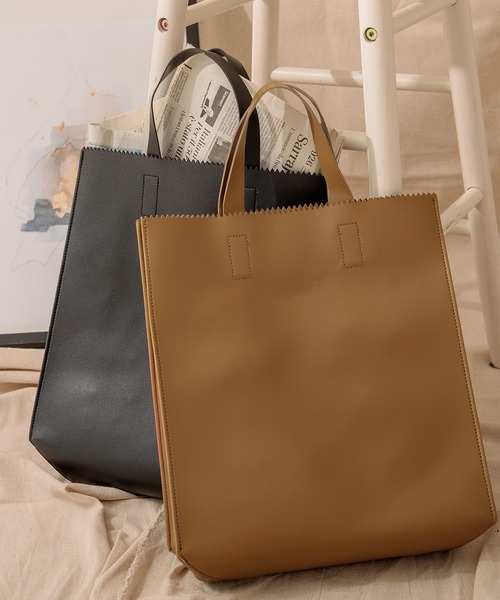 Adoon plain（アドーンプレーン）の「【Adoon plain】フェイクレザーショッパー（トートバッグ・メンズ・ブラック/ブラウン・FREE）」の13枚目の写真