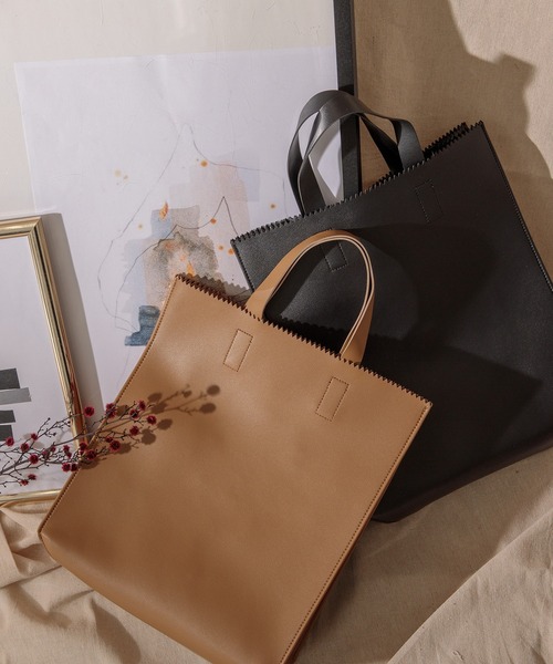 Adoon plain（アドーンプレーン）の「【Adoon plain】フェイクレザーショッパー（トートバッグ・メンズ・ブラック/ブラウン・FREE）」の20枚目の写真