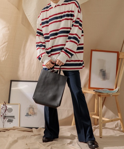 Adoon plain（アドーンプレーン）の「【Adoon plain】フェイクレザーショッパー（トートバッグ・メンズ・ブラック/ブラウン・FREE）」の4枚目の写真