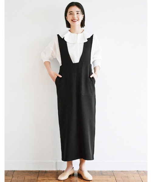 avecmoi（アヴェクモワ）の「【佐藤かなさんプロデュース】 アヴェクモワ　ペンシルジャンパースカート〈黒〉（ジャンパースカート・レディース・ブラック・MEDIUM/LARGE）」の6枚目の写真