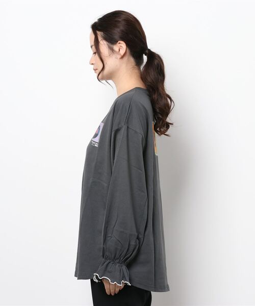 179/WG(イチナナキュウダブルジー)の「アソートプリント キャンディスリーブ ロンT(Tシャツ/カットソー・レディース・チャコールグレー/ブラウン/オフホワイト・FREE)」の7枚目の写真