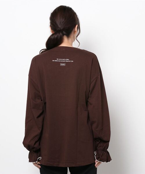 179/WG(イチナナキュウダブルジー)の「アソートプリント キャンディスリーブ ロンT(Tシャツ/カットソー・レディース・チャコールグレー/ブラウン/オフホワイト・FREE)」の6枚目の写真