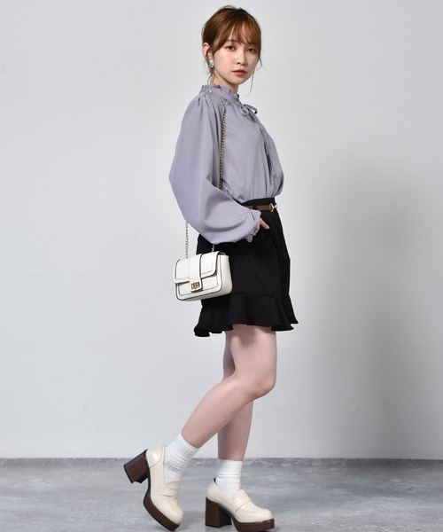 ems excite（エムズエキサイト）の「ベルト付フリルショートパンツ（その他パンツ・レディース・ボルドー/ブラック系その他/ブラック/ブラウン系その他・FREE）」の5枚目の写真