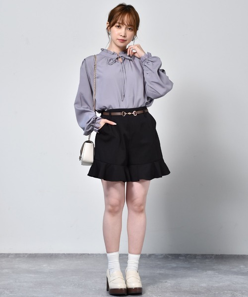 ems excite（エムズエキサイト）の「ベルト付フリルショートパンツ（その他パンツ・レディース・ボルドー/ブラック系その他/ブラック/ブラウン系その他・FREE）」の19枚目の写真