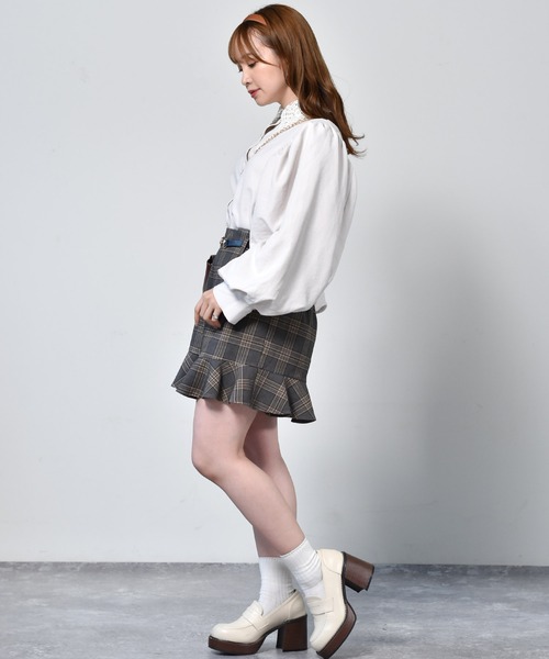 ems excite（エムズエキサイト）の「ベルト付フリルショートパンツ（その他パンツ・レディース・ボルドー/ブラック系その他/ブラック/ブラウン系その他・FREE）」の10枚目の写真