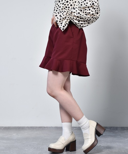 ems excite（エムズエキサイト）の「ベルト付フリルショートパンツ（その他パンツ・レディース・ボルドー/ブラック系その他/ブラック/ブラウン系その他・FREE）」の9枚目の写真