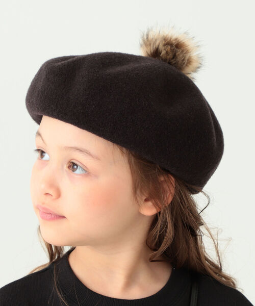 B:MING by BEAMS（ビーミングバイビームス）の「B:MING by BEAMS / ポンポン ベレー帽（ハンチング/ベレー帽・キッズ・グリーン/ダークブラウン・ONE SIZE）」の2枚目の写真