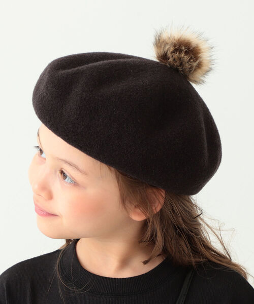 B:MING by BEAMS（ビーミングバイビームス）の「B:MING by BEAMS / ポンポン ベレー帽（ハンチング/ベレー帽・キッズ・グリーン/ダークブラウン・ONE SIZE）」の3枚目の写真