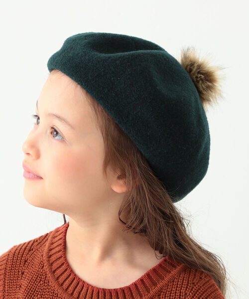 B:MING by BEAMS（ビーミングバイビームス）の「B:MING by BEAMS / ポンポン ベレー帽（ハンチング/ベレー帽・キッズ・グリーン/ダークブラウン・ONE SIZE）」の4枚目の写真