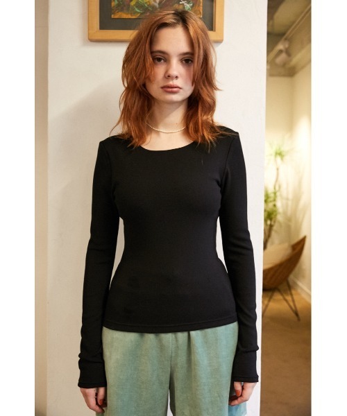 SLY（スライ）の「Sly Skin BACK OPEN T/SH バックオープン Tシャツ（ルームウェア/パジャマ・レディース・イエロー/ブラウン/ブラック・2/1）」の15枚目の写真