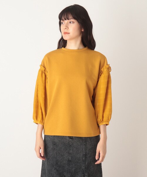 Cutie Blonde(キューティーブロンド)の「◆【S-L】お袖切替プルオーバー(Tシャツ/カットソー・レディース・オフホワイト/ブラック/マスタード・01/02/03)」の7枚目の写真
