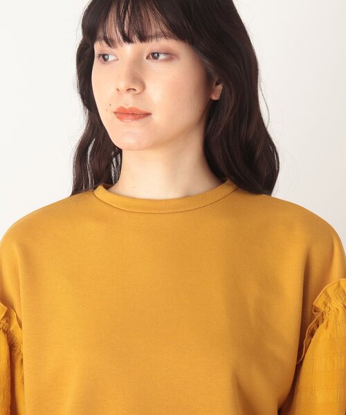 Cutie Blonde(キューティーブロンド)の「◆【S-L】お袖切替プルオーバー(Tシャツ/カットソー・レディース・オフホワイト/ブラック/マスタード・01/02/03)」の10枚目の写真