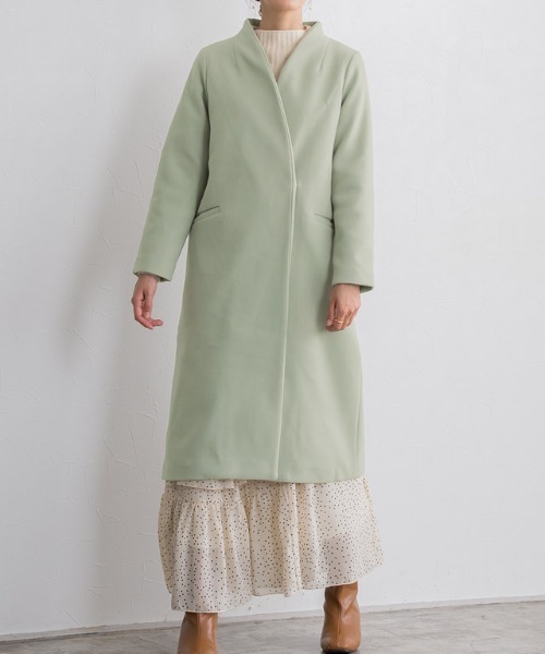 メルトンノーカラーコート(ノーカラーコート)|Pierrot(ピエロ) メルトンノーカラーコート(ノーカラーコート)|Pierrot(ピエロ)