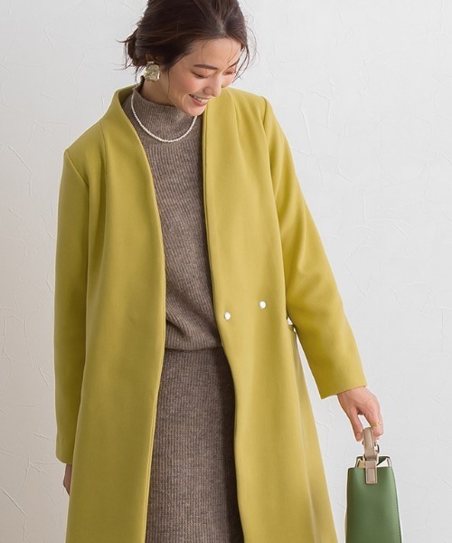 メルトンノーカラーコート(ノーカラーコート)|Pierrot(ピエロ) メルトンノーカラーコート(ノーカラーコート)|Pierrot(ピエロ)