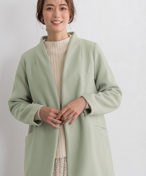 メルトンノーカラーコート(ノーカラーコート)|Pierrot(ピエロ) メルトンノーカラーコート(ノーカラーコート)|Pierrot(ピエロ)