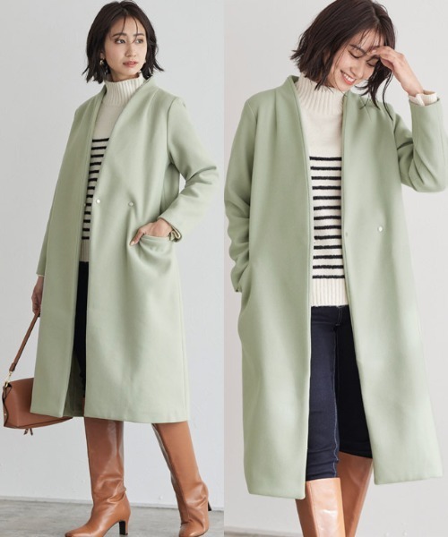 メルトンノーカラーコート(ノーカラーコート)|Pierrot(ピエロ) メルトンノーカラーコート(ノーカラーコート)|Pierrot(ピエロ)