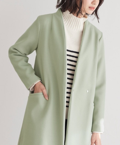 メルトンノーカラーコート(ノーカラーコート)|Pierrot(ピエロ) メルトンノーカラーコート(ノーカラーコート)|Pierrot(ピエロ)