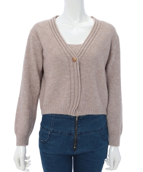 fifth calin（フィフスカラン）の「リブニットキャミ付きカーディガン（ニット/セーター・レディース・グレイッシュブルー/ブラウン/ライトグリーン/アイボリー/ブラック・MEDIUM）」の16枚目の写真