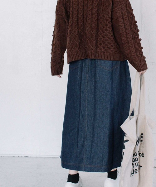 POU DOU DOU（プードゥドゥ）の「アーミークロス微起毛ベイカースカート（スカート・レディース・カーキ/インディゴブルー/キナリ・3）」の6枚目の写真