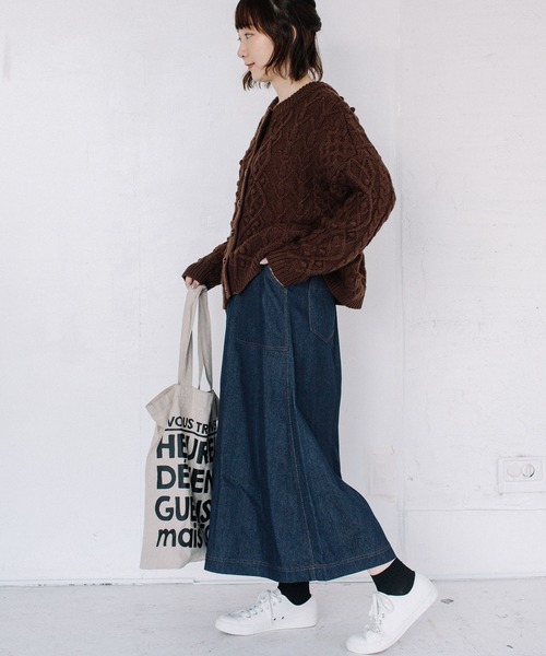 POU DOU DOU（プードゥドゥ）の「アーミークロス微起毛ベイカースカート（スカート・レディース・カーキ/インディゴブルー/キナリ・3）」の19枚目の写真