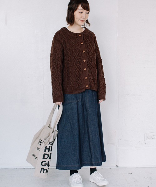 POU DOU DOU（プードゥドゥ）の「アーミークロス微起毛ベイカースカート（スカート・レディース・カーキ/インディゴブルー/キナリ・3）」の21枚目の写真