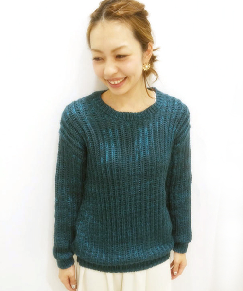 DISCOAT（ディスコート）の「【Discoat】ロービングニットプルオーバー（ニット/セーター・レディース・オフホワイト/グリーン/ネイビー・ﾌﾘ-）」の3枚目の写真