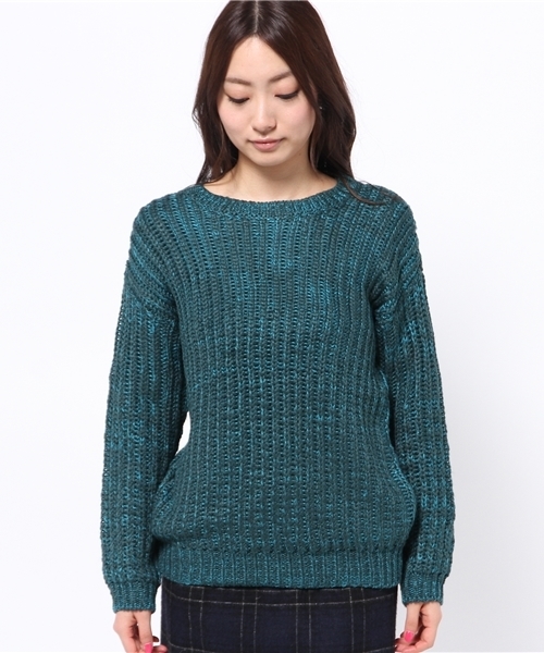 DISCOAT（ディスコート）の「【Discoat】ロービングニットプルオーバー（ニット/セーター・レディース・オフホワイト/グリーン/ネイビー・ﾌﾘ-）」の4枚目の写真