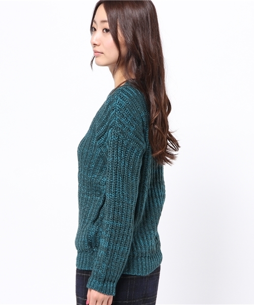 DISCOAT（ディスコート）の「【Discoat】ロービングニットプルオーバー（ニット/セーター・レディース・オフホワイト/グリーン/ネイビー・ﾌﾘ-）」の5枚目の写真