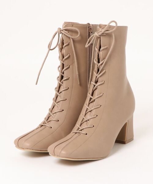 Noubel Voug Relax(ヌーベルヴォーグリラックス)の「サイドジップ レースアップ ミディブーツ(ブーツ・レディース・アイボリー/ダークブラウン/ブラック系その他/ブラック/ベージュ・S/M/L/LL/3L)」の8枚目の写真