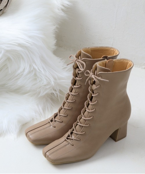 Noubel Voug Relax(ヌーベルヴォーグリラックス)の「サイドジップ レースアップ ミディブーツ(ブーツ・レディース・アイボリー/ダークブラウン/ブラック系その他/ブラック/ベージュ・S/M/L/LL/3L)」の11枚目の写真