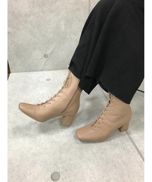 Noubel Voug Relax(ヌーベルヴォーグリラックス)の「サイドジップ レースアップ ミディブーツ(ブーツ・レディース・アイボリー/ダークブラウン/ブラック系その他/ブラック/ベージュ・S/M/L/LL/3L)」の16枚目の写真