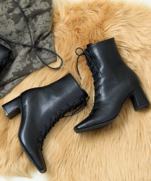 Noubel Voug Relax(ヌーベルヴォーグリラックス)の「サイドジップ レースアップ ミディブーツ(ブーツ・レディース・アイボリー/ダークブラウン/ブラック系その他/ブラック/ベージュ・S/M/L/LL/3L)」の21枚目の写真