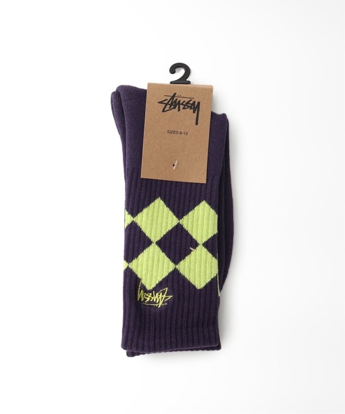 STUSSY(ステューシー)の「【STUSSY / ステューシー】Argyle Jacquard Crew Socks(ソックス/靴下・レディース・ブラック/ワイン・FREE)」の1枚目の写真