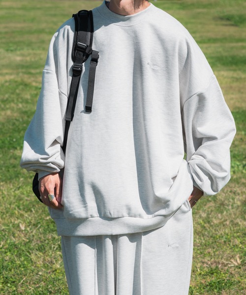 Perushu(ペルーシュ)の「オーバーサイズ刺繍スウェット(スウェット・メンズ・ライトグレー/ブラック/ダークブラウン/グリーン/マスタード/クリーム/ライム/サックスブルー/ライトピンク・MEDIUM/LARGE)」の12枚目の写真